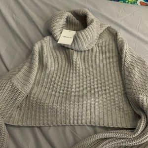Womens Turtleneck Cropped Sweater With Thumbholes Womens Large